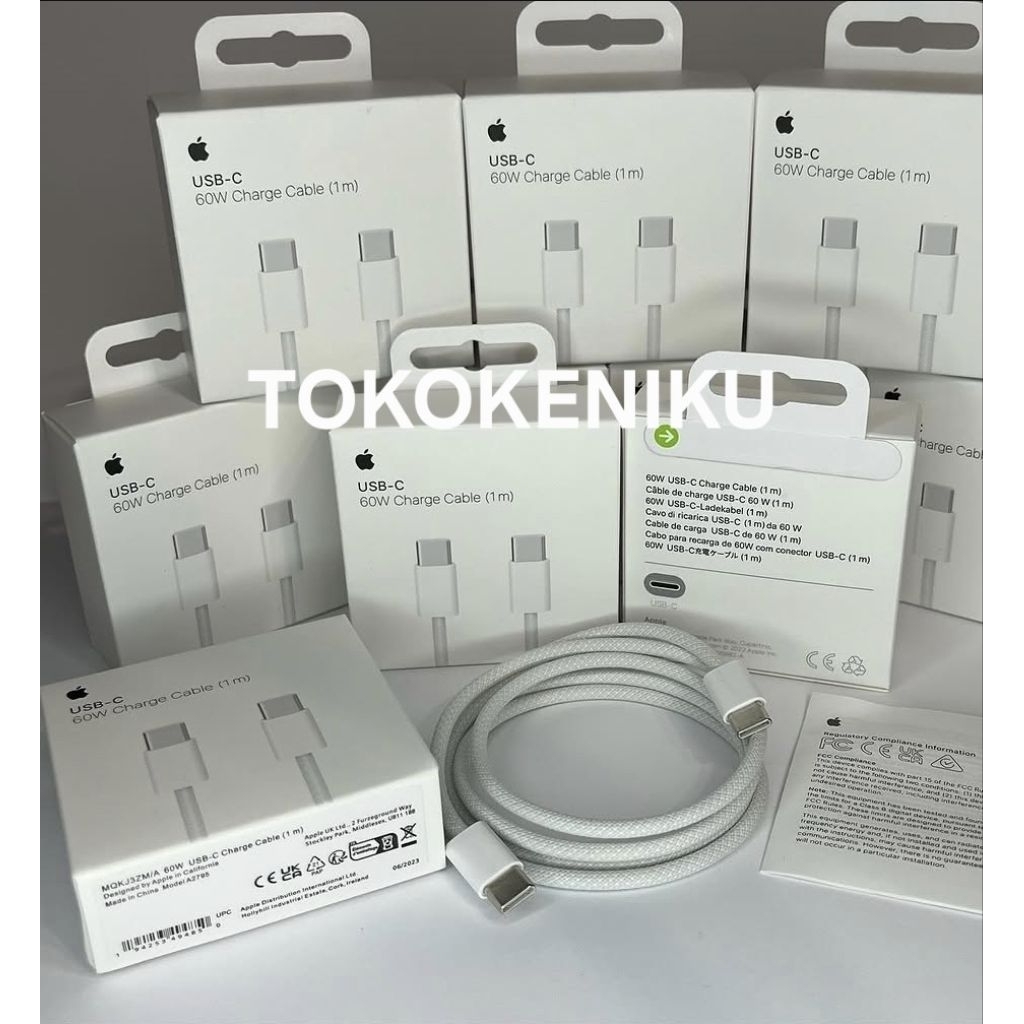 JUAL PARTAI 10PCS KABEL 60W USB C to TYPE C REAL1000% FAST CHARGING APPLE Charge Cable DATA 1M 60 WA