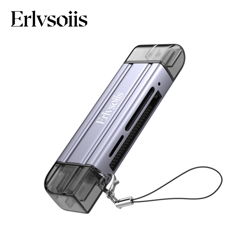 Erlvsoiis Card Reader CF/SD/TF 3-in-1 – Multi Fungsi, Kecil & Elegan, Kompatibel dengan HP Type-C, K