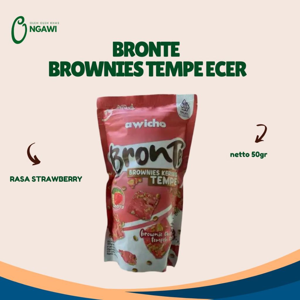 AWICHO Brownies Tempe kering, Bronte STRAWBERRY, Brownies Tempe Crispy, Oleh Oleh Ngawi, Jajanan Nga