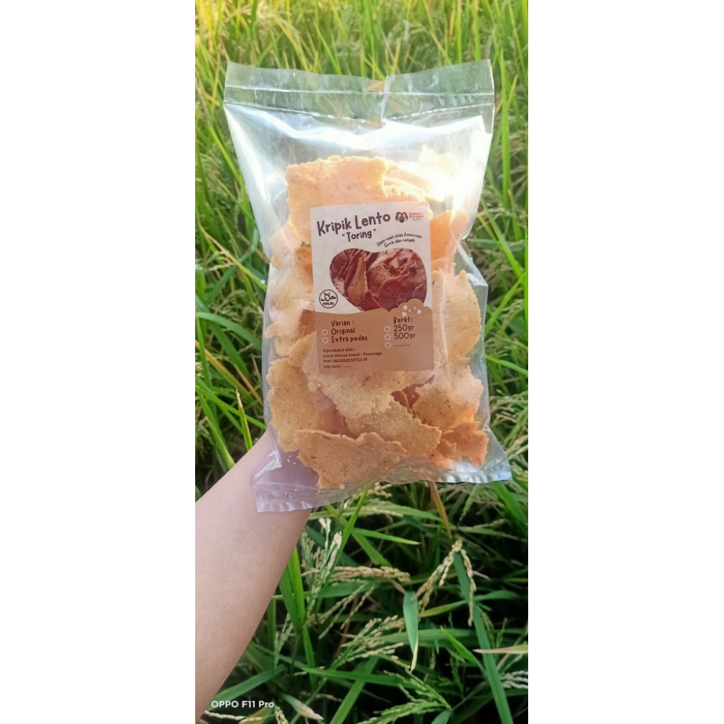 Keripik Lento ( Thoring ) Khas Ponorogo Renyah dan Gurih 250 gr - Original pedas daun jeruk , Extra 