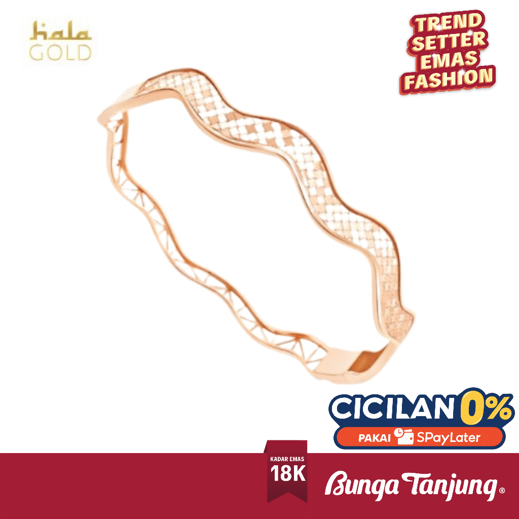 GELANG BANGLE HARMONIA SHIMMER WAVE MEVA - HALA GOLD - EMAS 18K - BUNGA TANJUNG GOLD