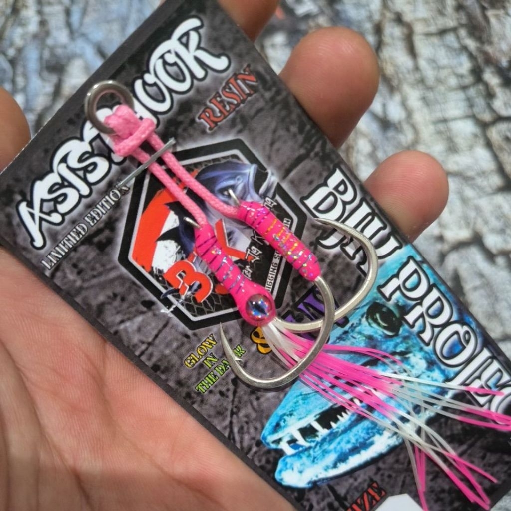 ASIST HOOK METAL JIG 1/0 S/D 5/0 RESIN UV STAINLIS STEEL KAIL JIGGING