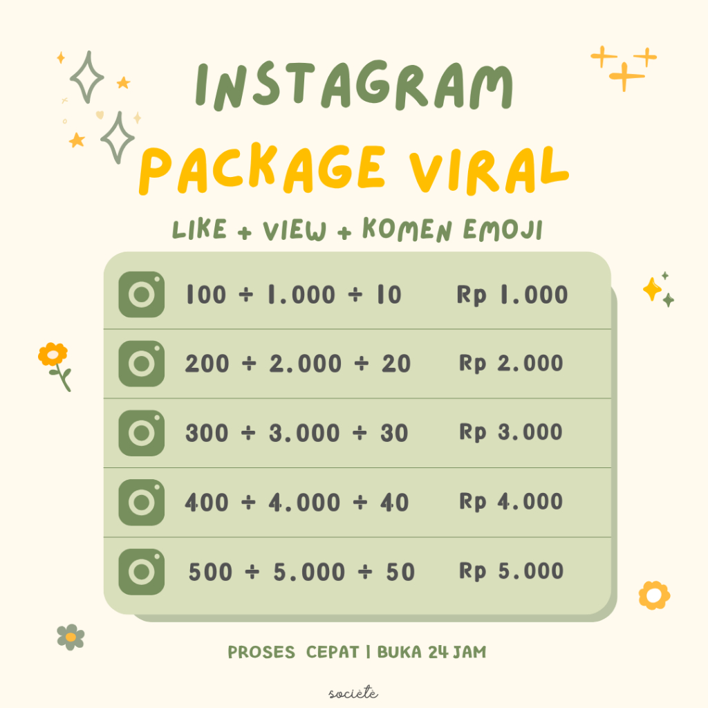 INSTAGRAM PAKET LIKE VIEWS KOMEN VIRAL REELS PROSES CEPAT