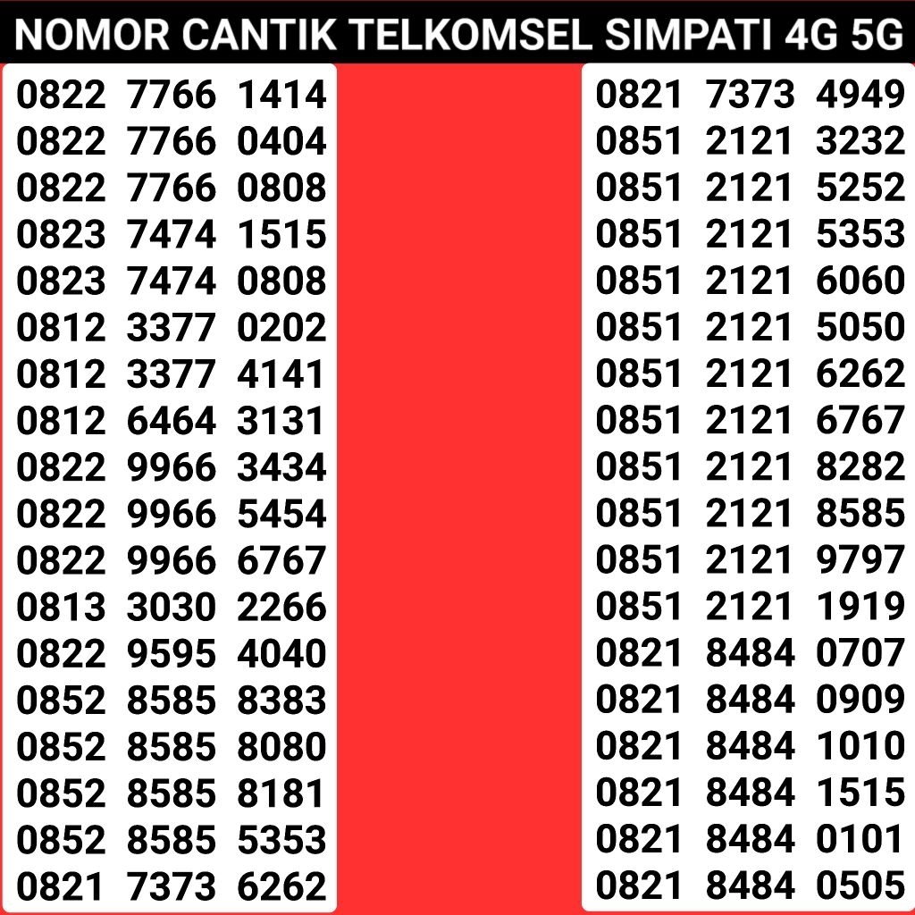 KARTU PERDANA TELKOMSEL NOMOR CANTIK TELKOMSEL SERI ABAB CDCD