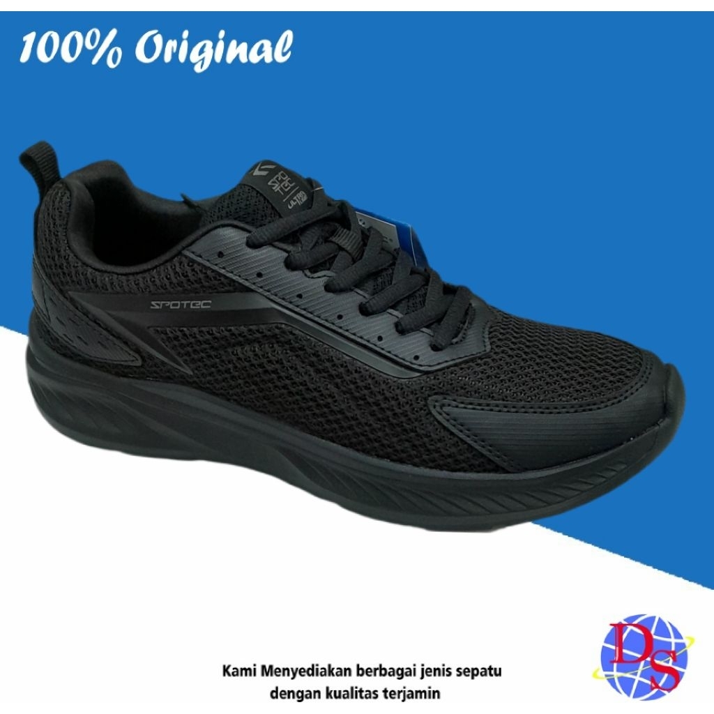 Sepatu Sneakers Pria Spotec Ozmont Sepatu Hitam Polos Sepatu Sekolah