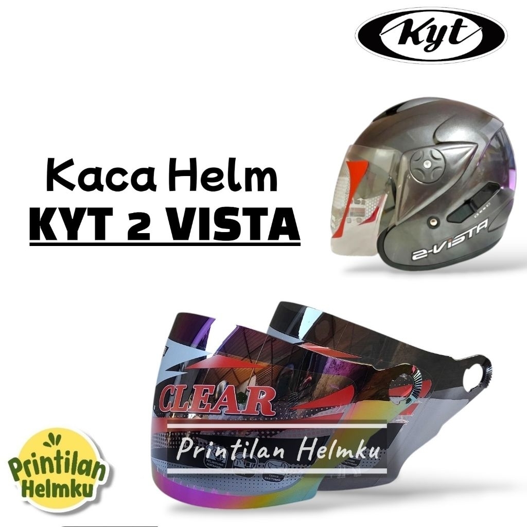 PRINTILANHELMKU Kaca Helm KYT 2 VISTA Visor Helmet Kyt 2 vista Pelangi Silver Hitam Bening