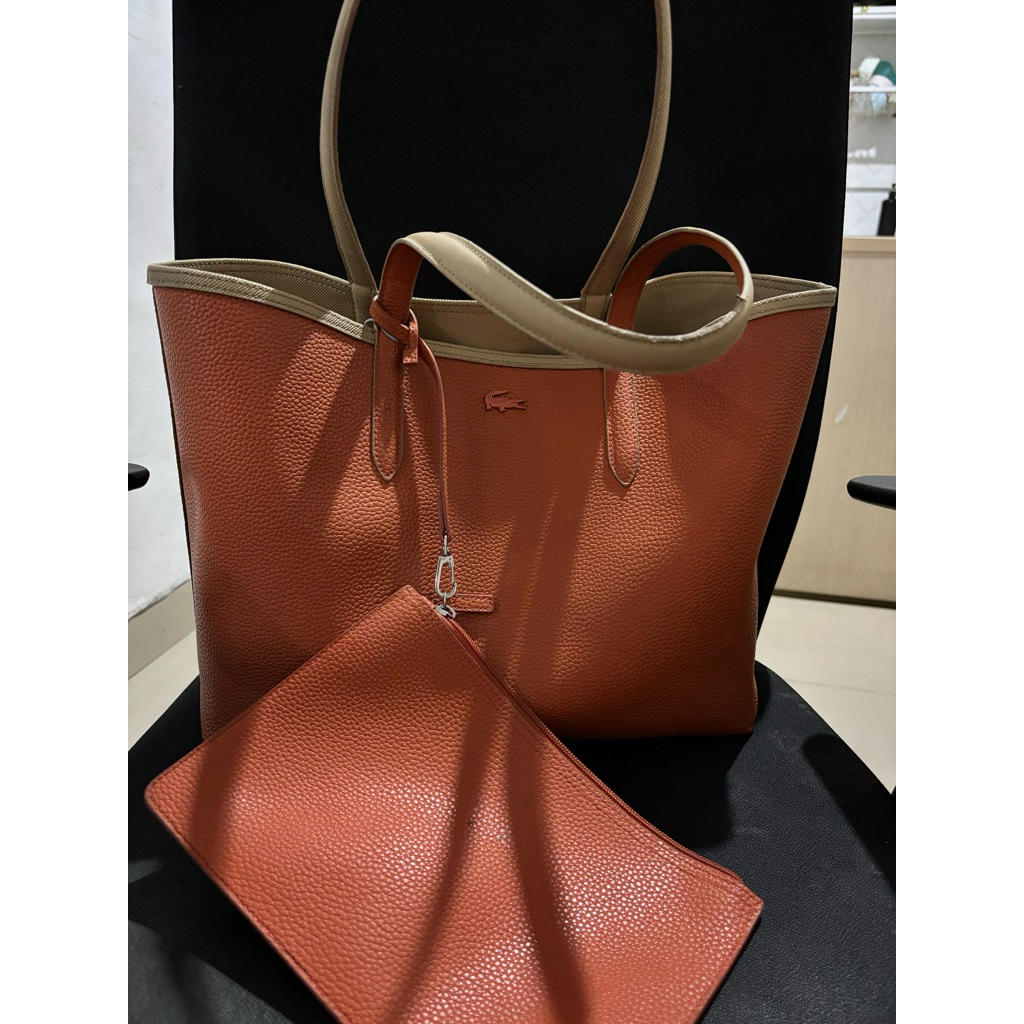 Lacoste Anna Reversible Tote - Orange Brown