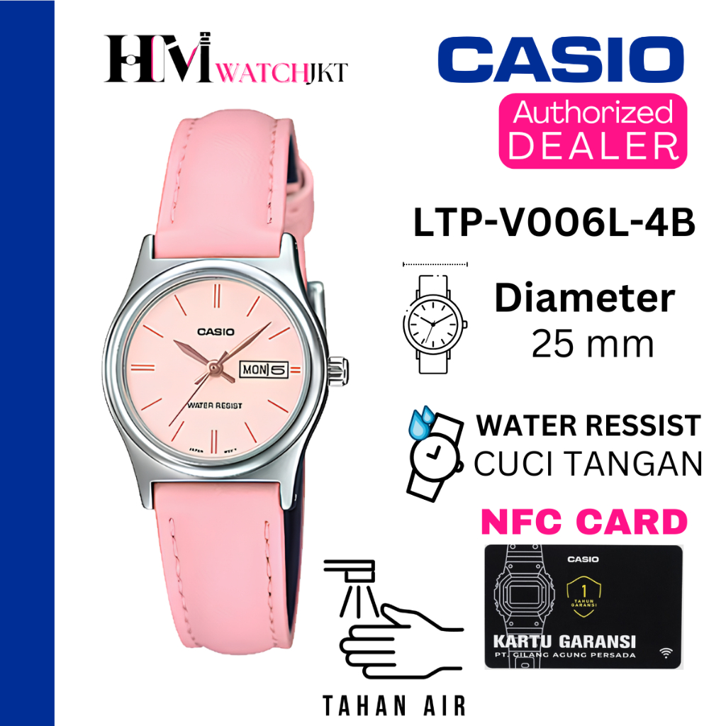 CASIO LTP-V006L-4BUDF Jam Tangan Wanita Original Analog Vintage Antiair LTP-V006L-4B