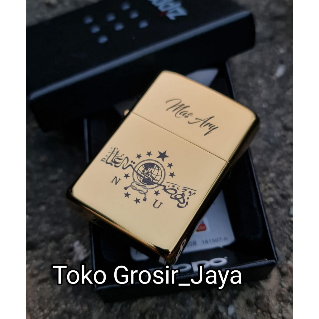 Zippo Custom Ukir Logo NU Nahdlatul Ulama Gold Bisa Ukir Nama  Sendiri