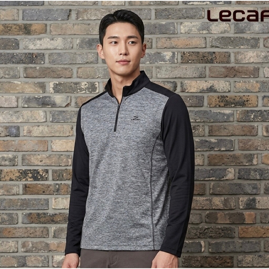 Baju Olahraga Pria Lecaf Running Lengan Panjang Half Zip Original