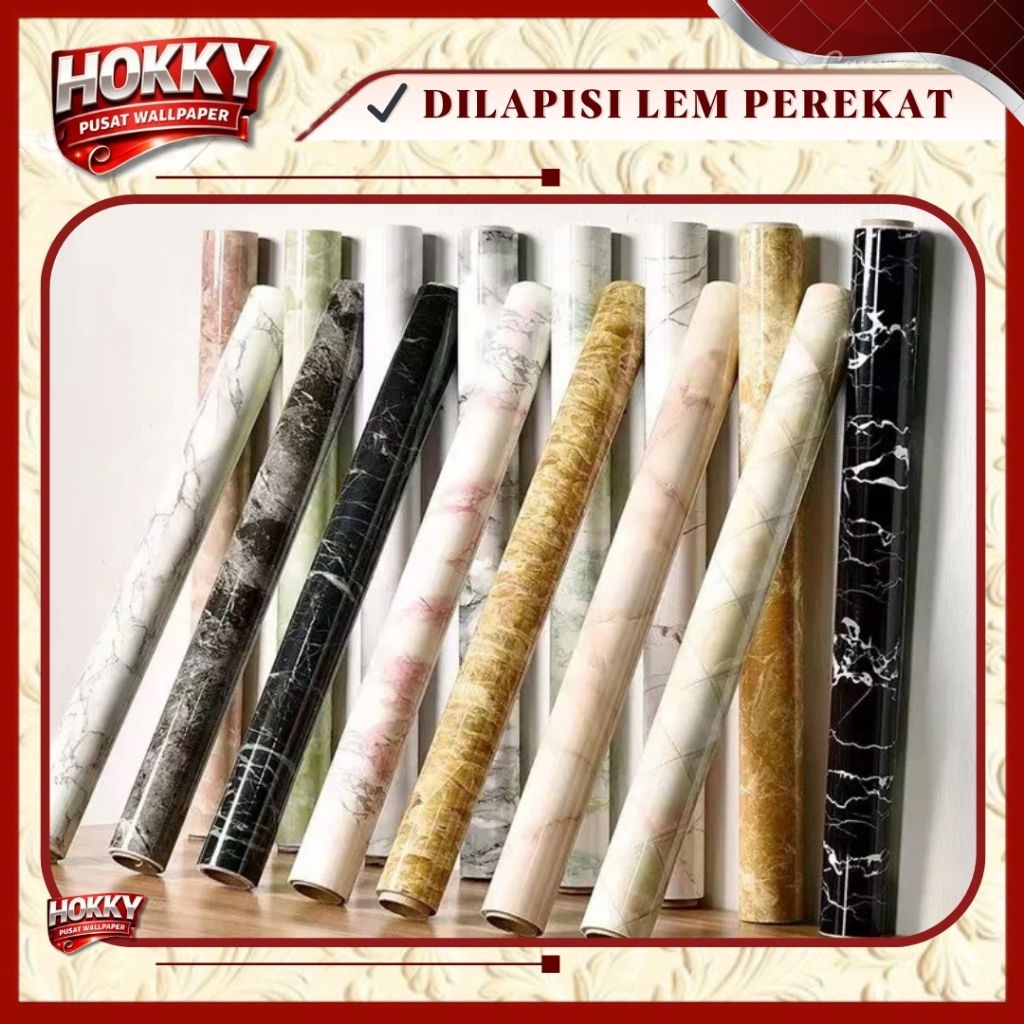 Wallpaper Sticker Dinding Marmer 3D Aesthetic Waterproof Lem Kuat Mudah Pasang