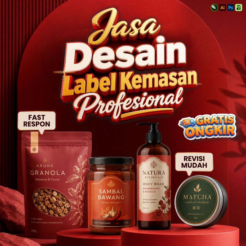 Jasa Desain Kemasan, Desain Packaging, Label Produk Profesional, Desain Box, Standing Pouch UMKM