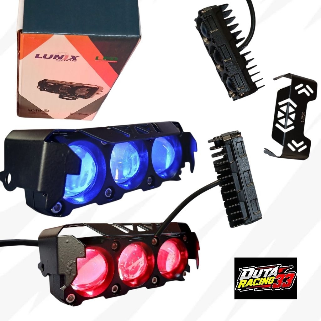 LAMPU TEMBAK LASER 3 MATA ANTI AIR MODEL TUTUP LAMPU BESI SET DEVIL BARAKET LUNOX