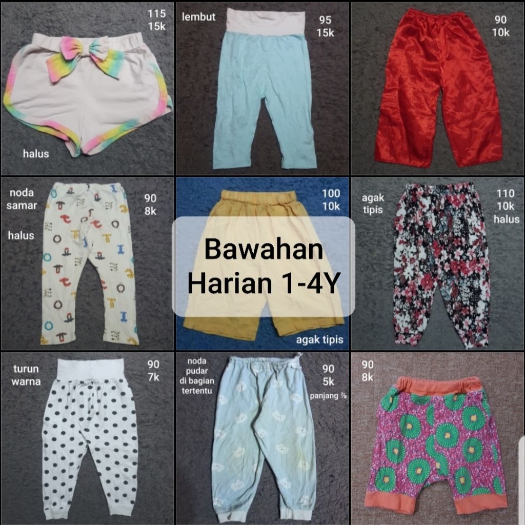 PL Bawahan / Celana Harian Anak Cewe Cowo 1-4 Tahun Celana Panjang - Pendek Unisex Perempuan Laki-la