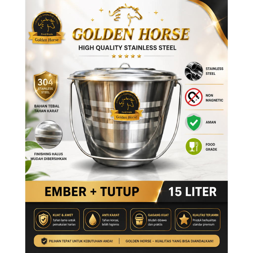 ember + tutup stainless golden horse 15 LT