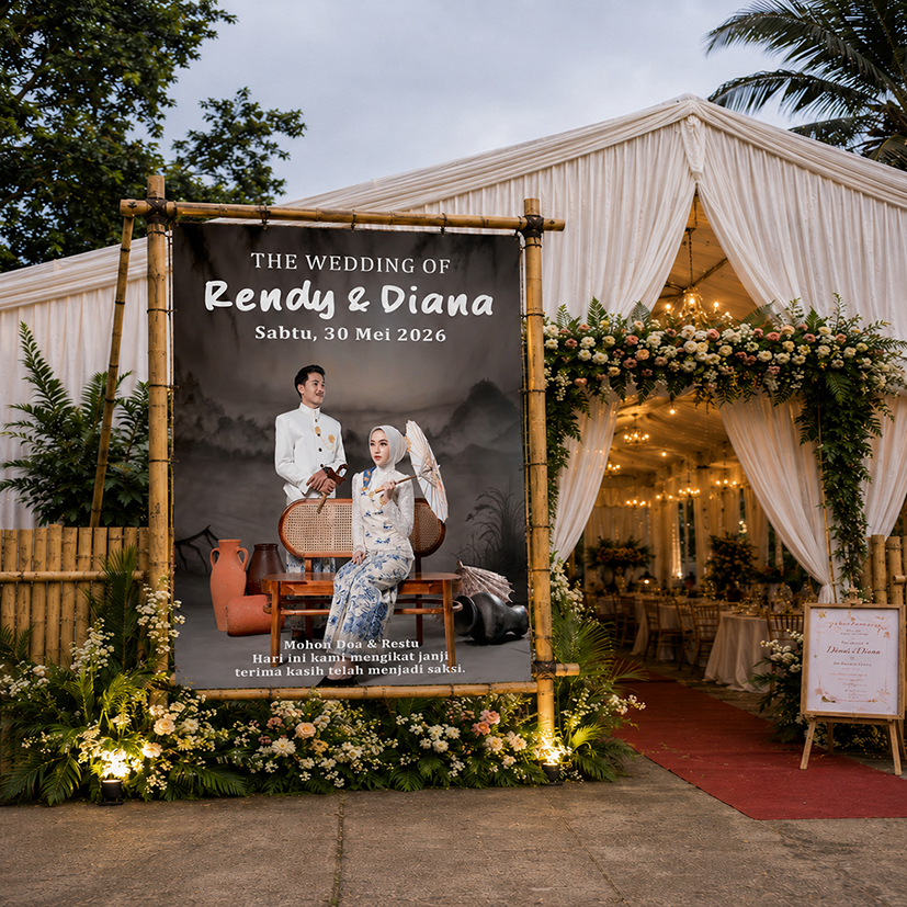 SPANDUK BANNER WEDDING PERNIKAHAN BALIHO PERNIKAHAN RESEPSI WEDDING PREWEDDING - CUSTOM TEKS -FREE D