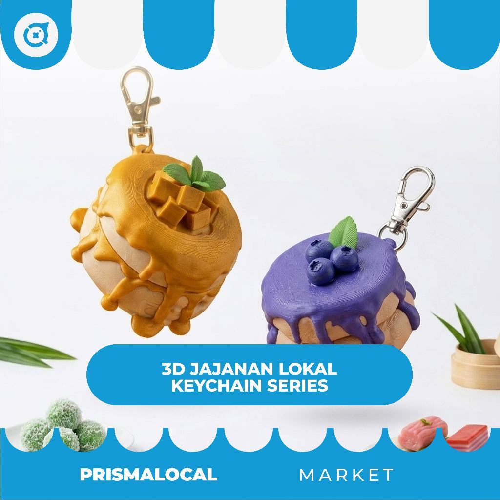 Gantungan Kunci Pancake Mangga Anggur Keychain 3D Aksesoris Tas Unik Lucu Souvenir Kado Custom Hadia