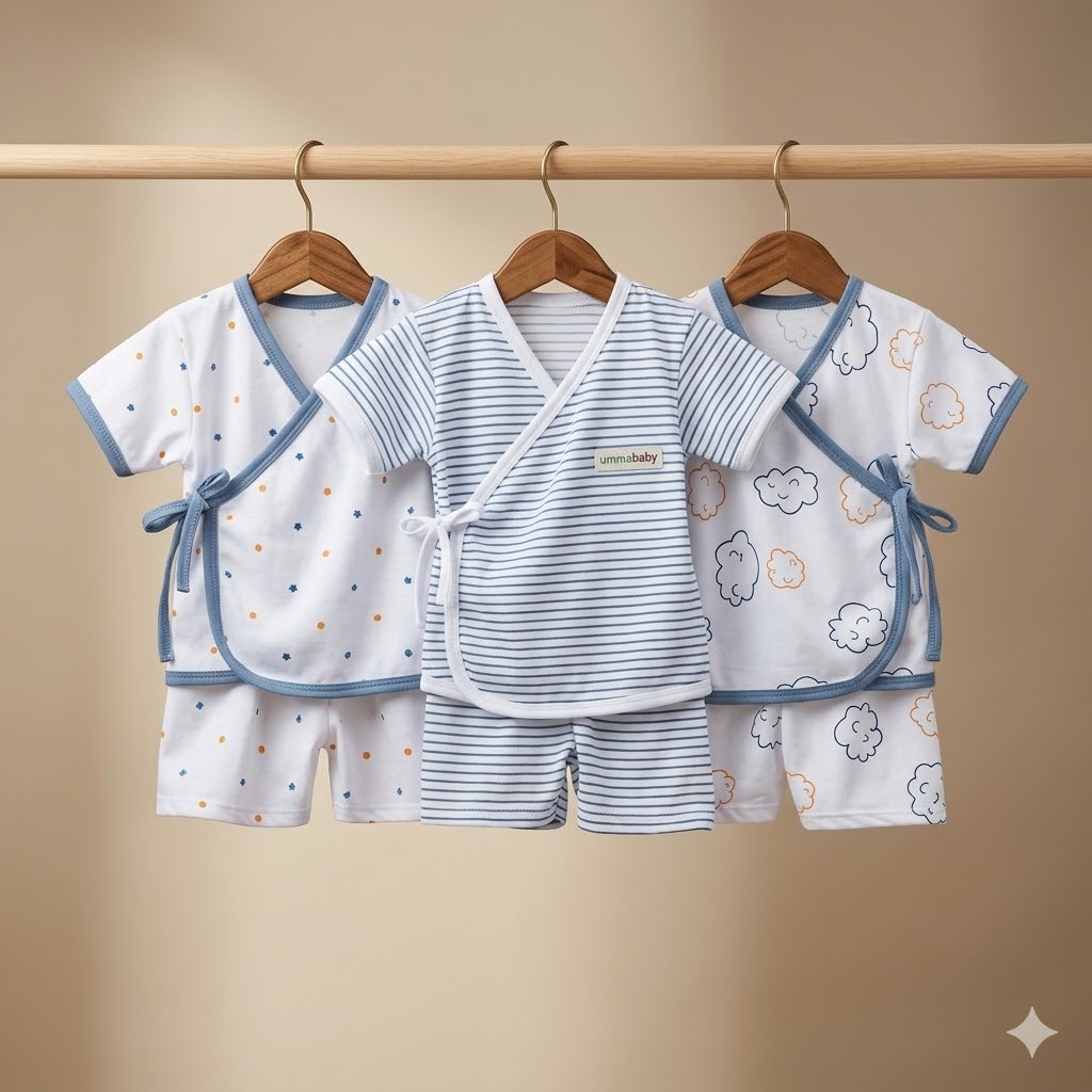 6 Pcs / 3 Set Baju Bayi Kimono Pendek Celana Bayi Baju Bayi Newborn Baju Bayi Baru Lahir Setelan Kim