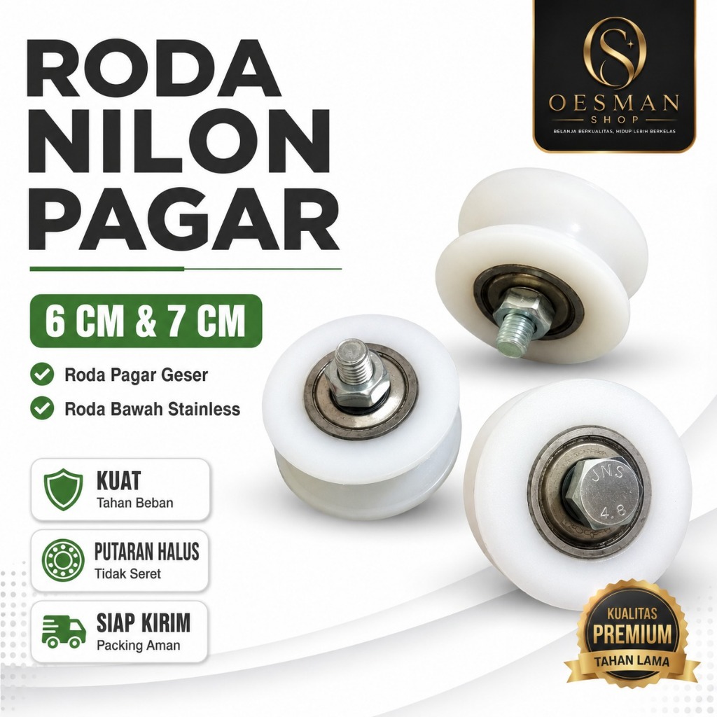 Roda Nilon Pagar 6 cm 7 cm Roda Pagar Stainless Geser Roda Bawah