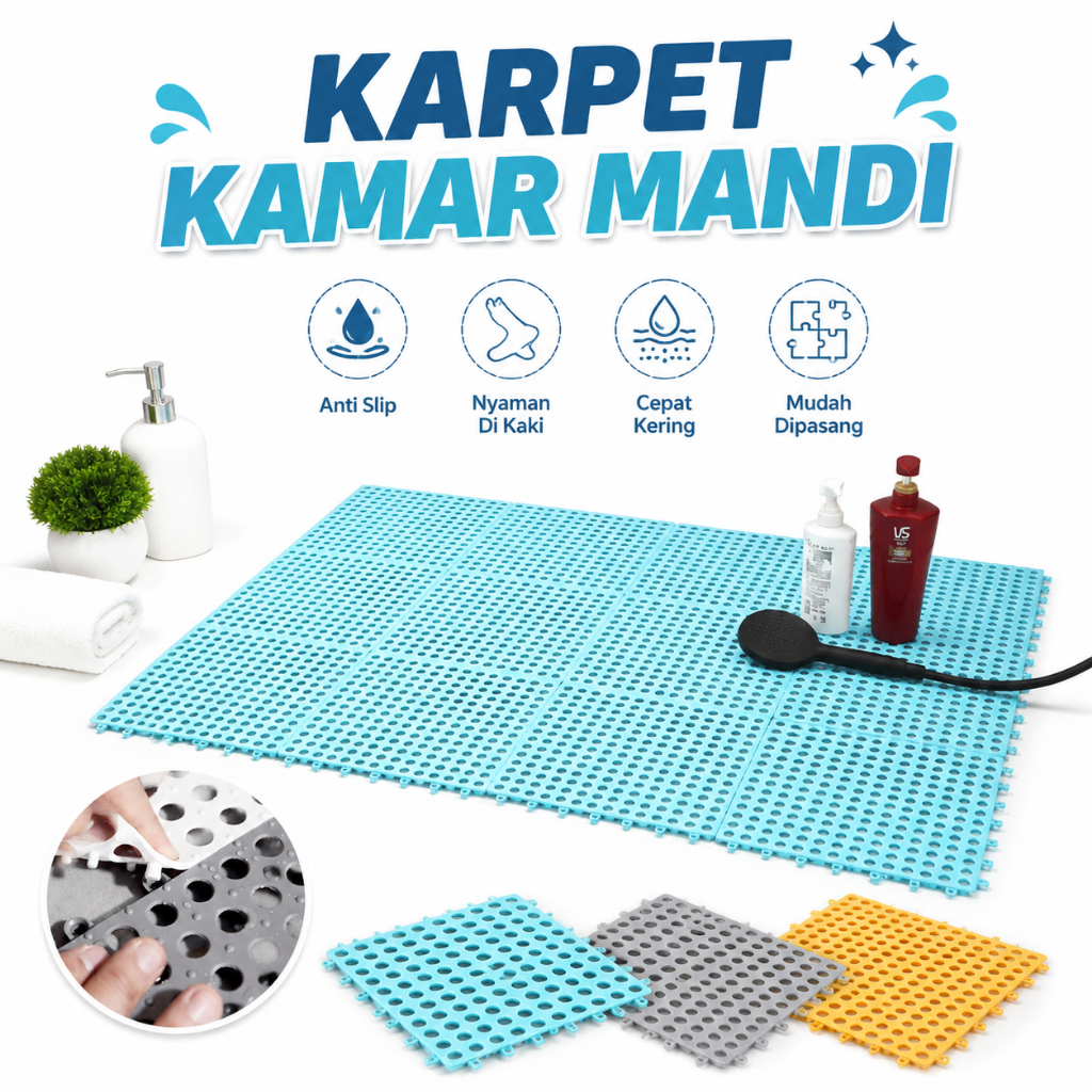 Karpet Kamar Mandi Anti Licin 30x30CM / Keset Lantai Anti Slip