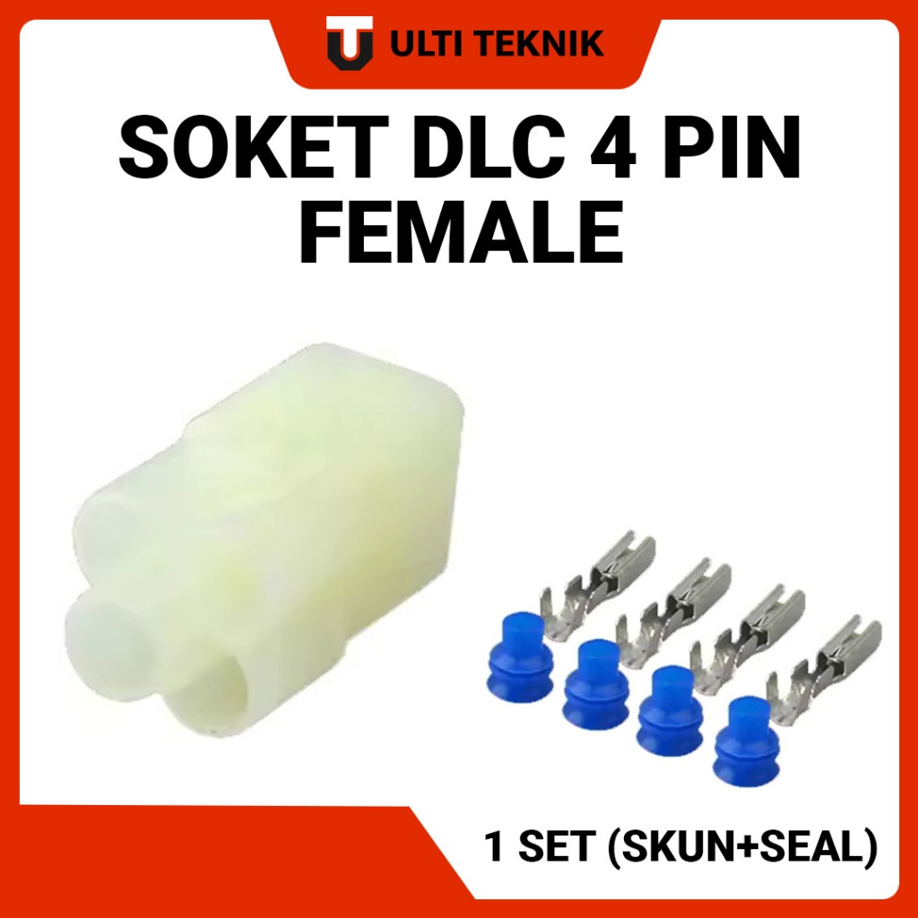 Soket DLC 4 Pin Female Putih 1 Set / Soket DLC Honda & Kawasaki Waterproof