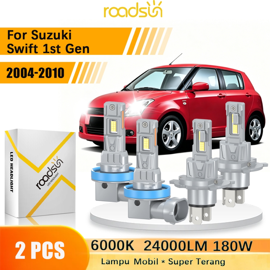 Khusus Suzuki Swift 1st Gen 2004-2010 Sepasang Lampu Depan Mobil 180W 20000LM Super Terang 6000K Hi/