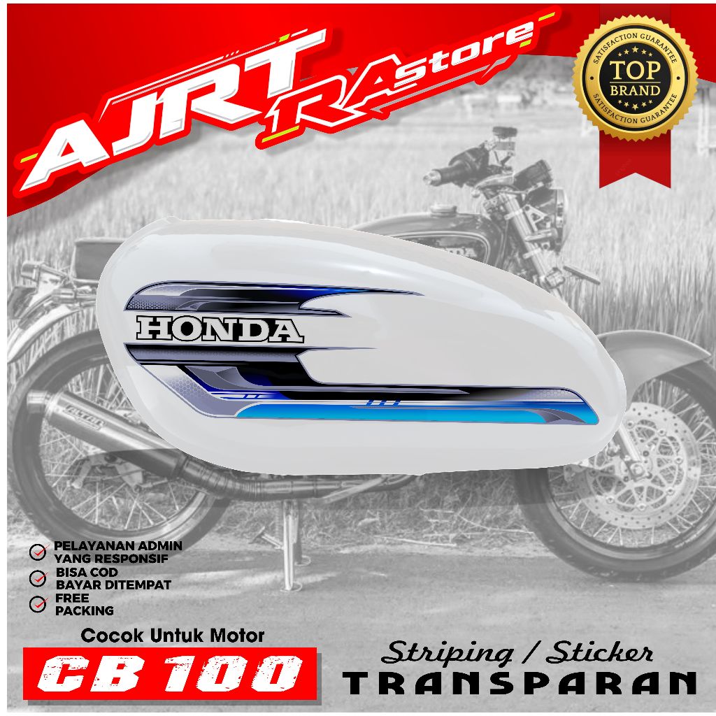 STRIPING CB 100 VARIASI STIKER SUDAH CUTTING TERMURAH-STIKER TANGKI CB VARIASI TRANSPARAN CB