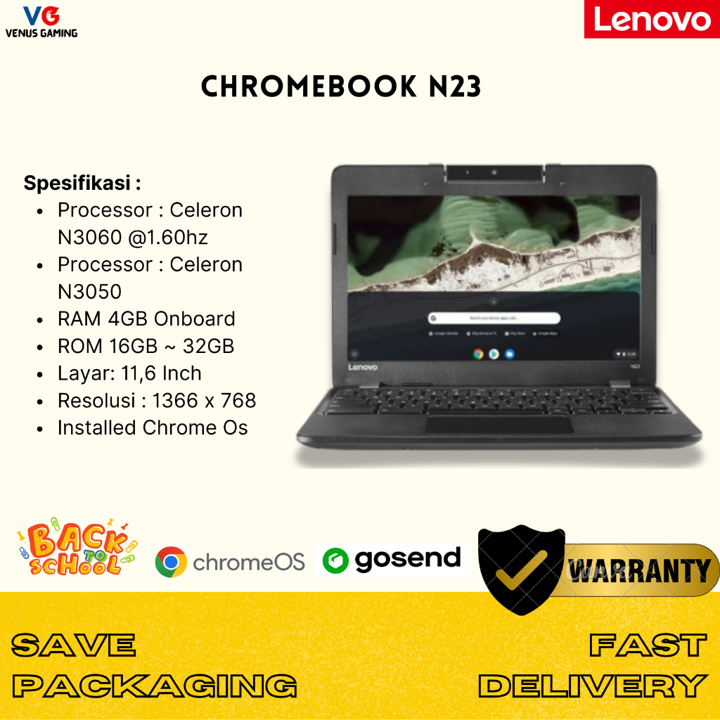 Laptop Sekolah Lenovo Chromebook N22 N23 Sim dan Ringan Layar 11 Inch Super Murah