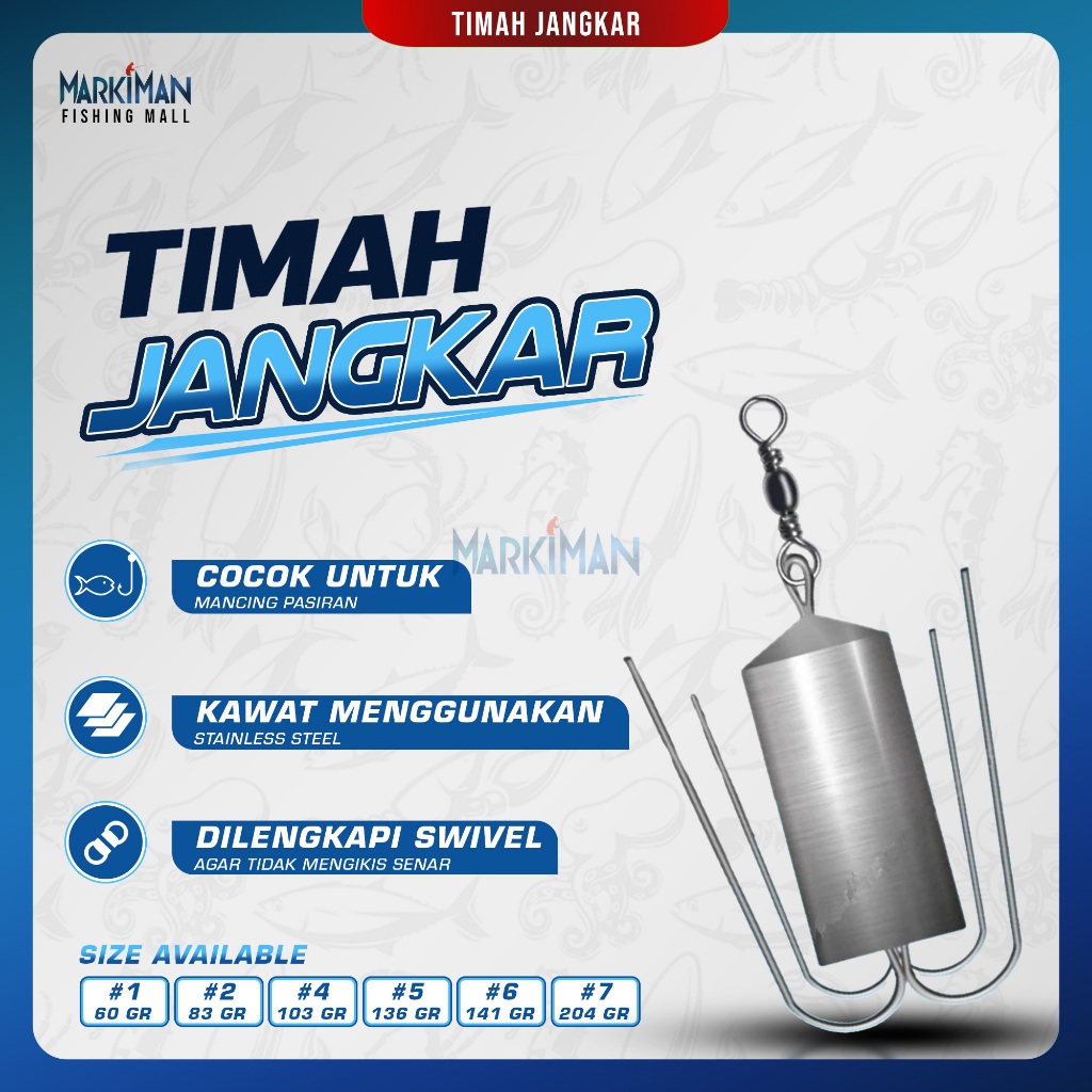 Timah Pancing Jangkar Markiman Timbel Pemberat Pancing Model Jangkar Eceran Perbiji Anti Nyangkut Su