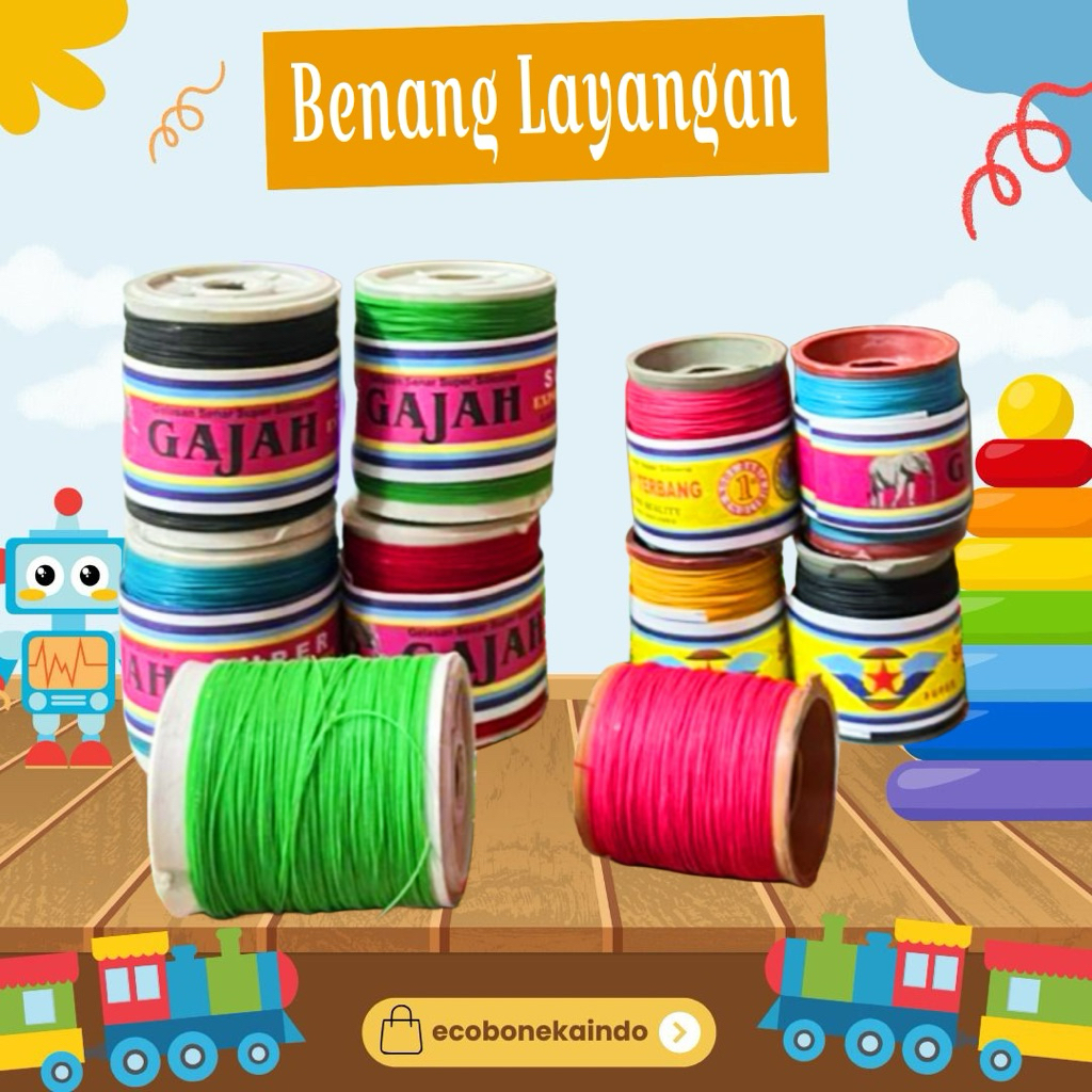 [Pcs] Benang Gelasan Unyil CK dan snap Ck untuk layangan anak dewasa hobby layang layang anak Ecobon