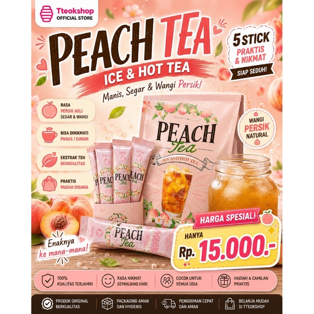Peach Tea Paket Teh 5 Sachet Asli dari Korea Selatan