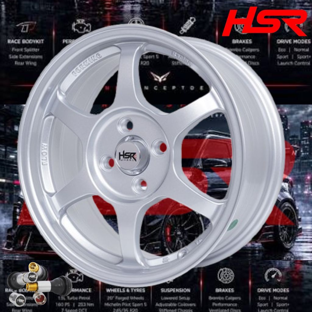 VELG HSR YUZAWA R15 PCD4X100 ET40 WARNA GLOSS SILVER