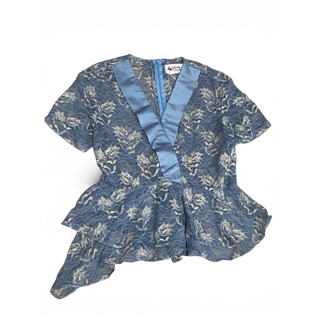 Batik Kebaya Top Biru Sky Blue Atasan Batik Kultur Dea Valencia