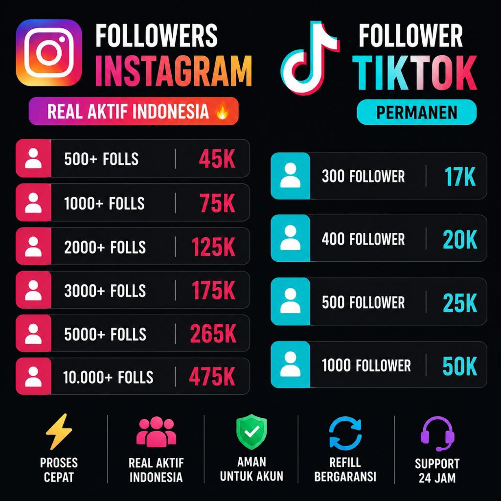 Follower toktok & ig indo real permanent