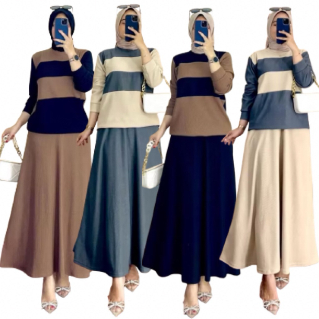 Yuraku Set Rok Premium / Knit Premium Snowy / Model Terbaru