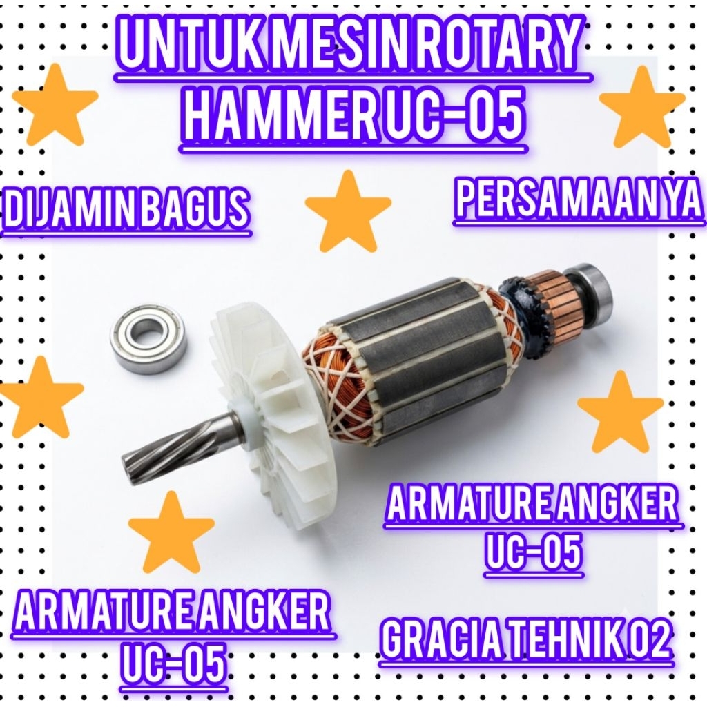 ARMATURE ANGKER UCHIHA UC-05 MESIN BOR ROTARY HAMMER UCHIHA UC-05 ROTOR DINAMO UNTUK MESIN UCHIHA UC