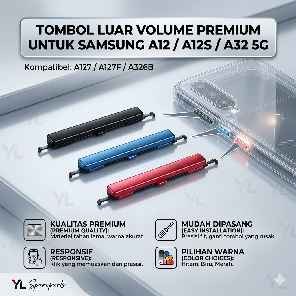 Tombol Volume Samsung A12 A12S A32 5G Sparepart Tombol Luar Original Look