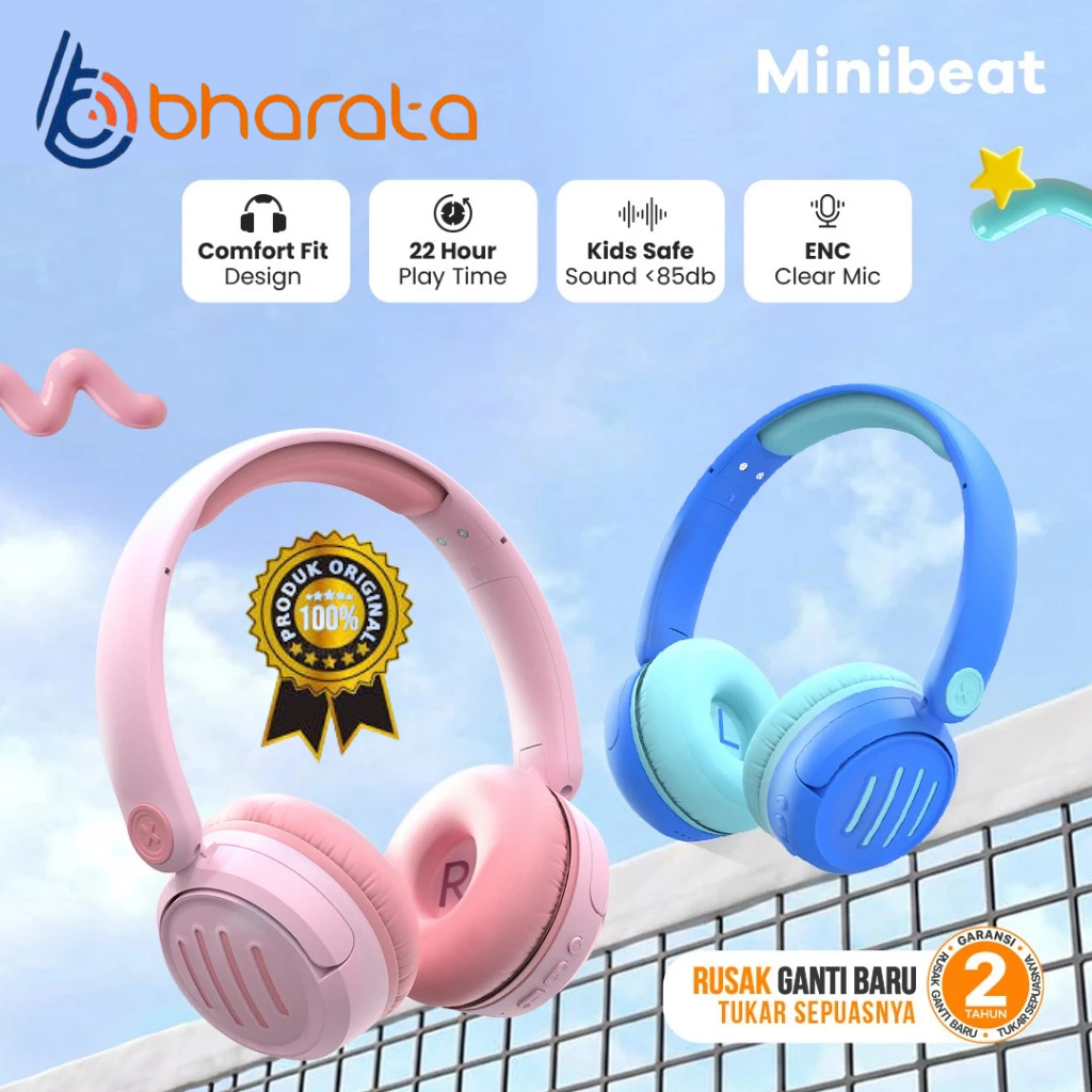 Headset Bluetooth JETE MINIBEAT Headphone Wireless Anak
