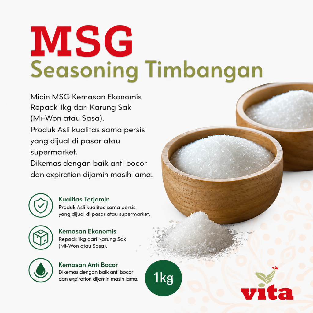 MSG Monosodium Glutamate Mi-won/Sasa Repack 1kg