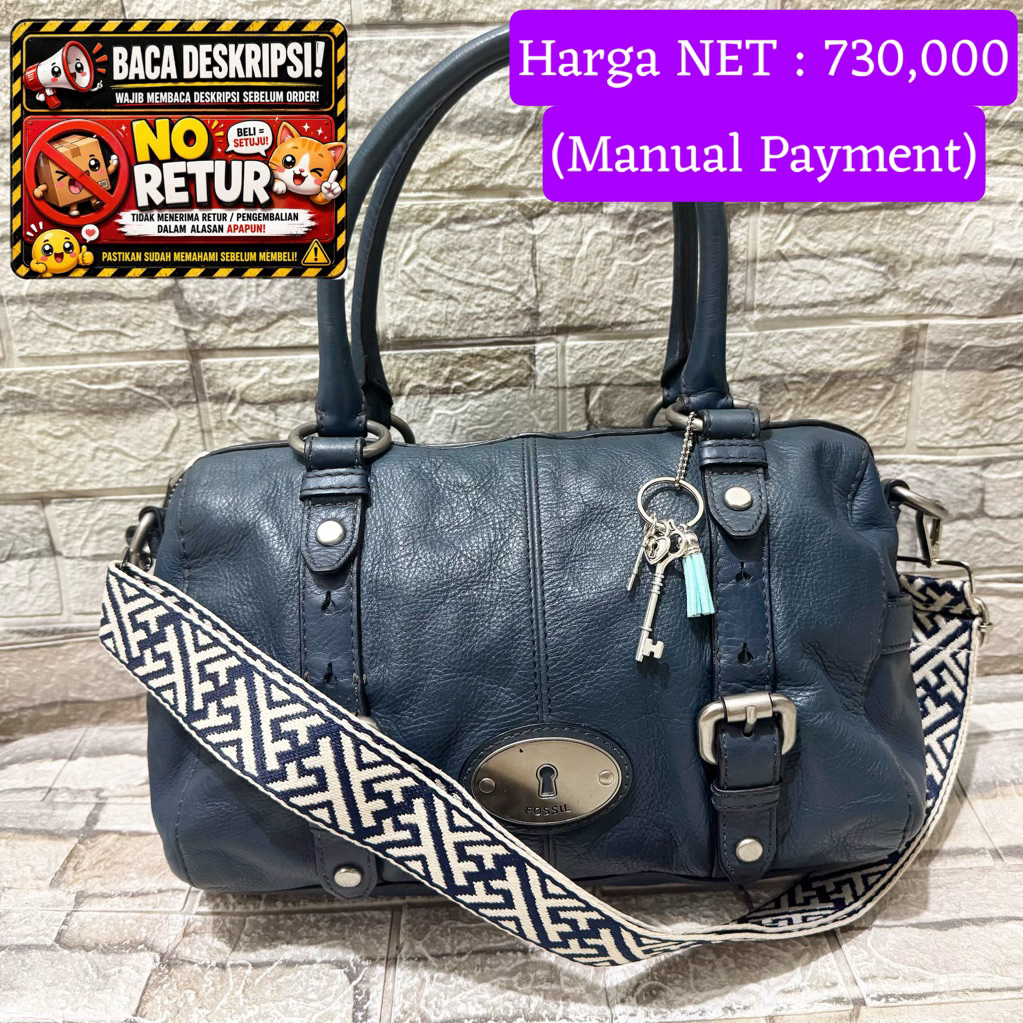 755# NET-Preloved Fossil Maddox Speedy Large Navy (key talpan ala)