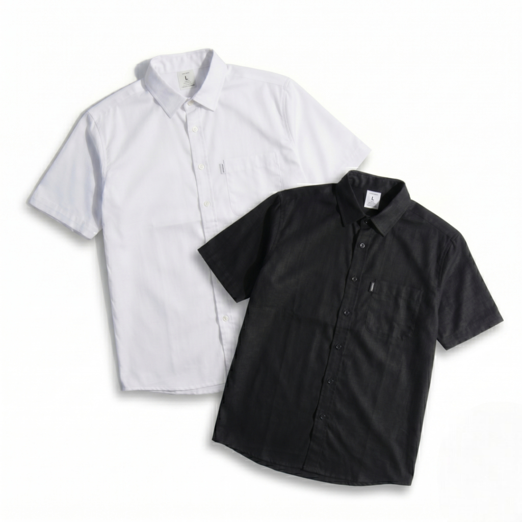 The Don's House GROSSETO Linen Shirt - Kemeja Lengan Pendek Polos Slimfit Pria Wanita