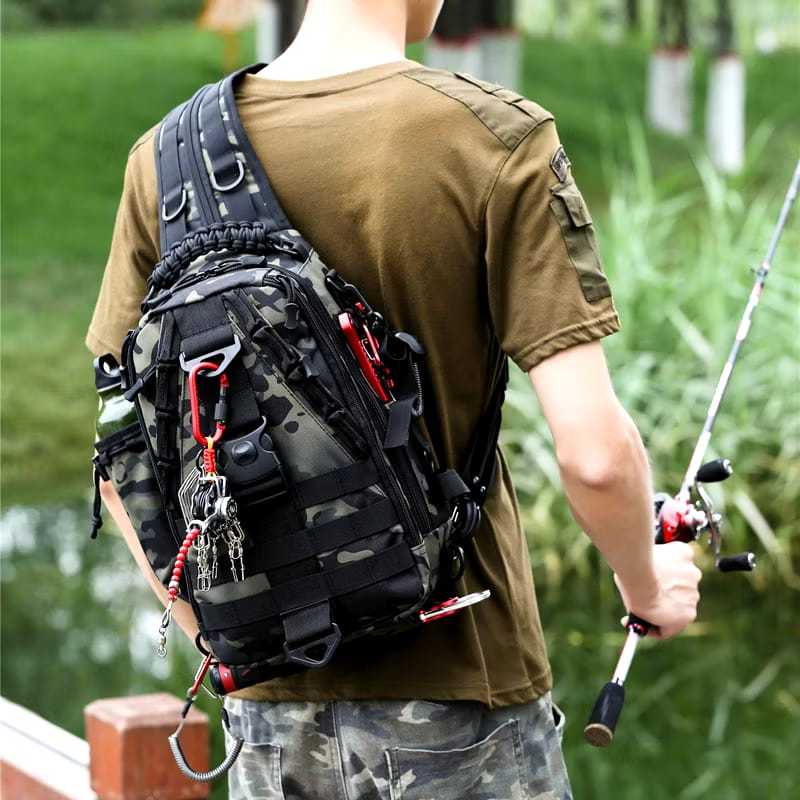 Ransel Waterpoof 2in1 Sling bag pria - tas pancing - tas gunung - travel - tas outdoor waterpoof Bac