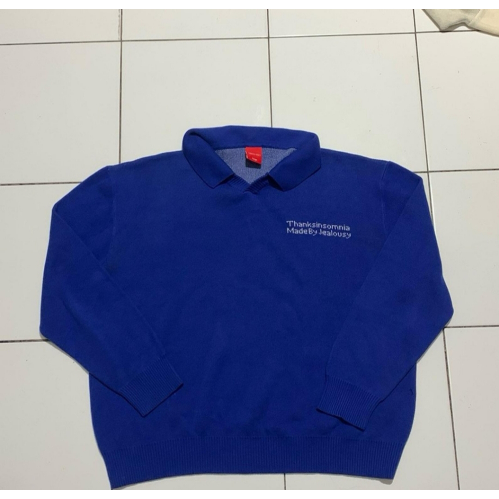 Polo Knit Thanksinsomnia blue L Art Old