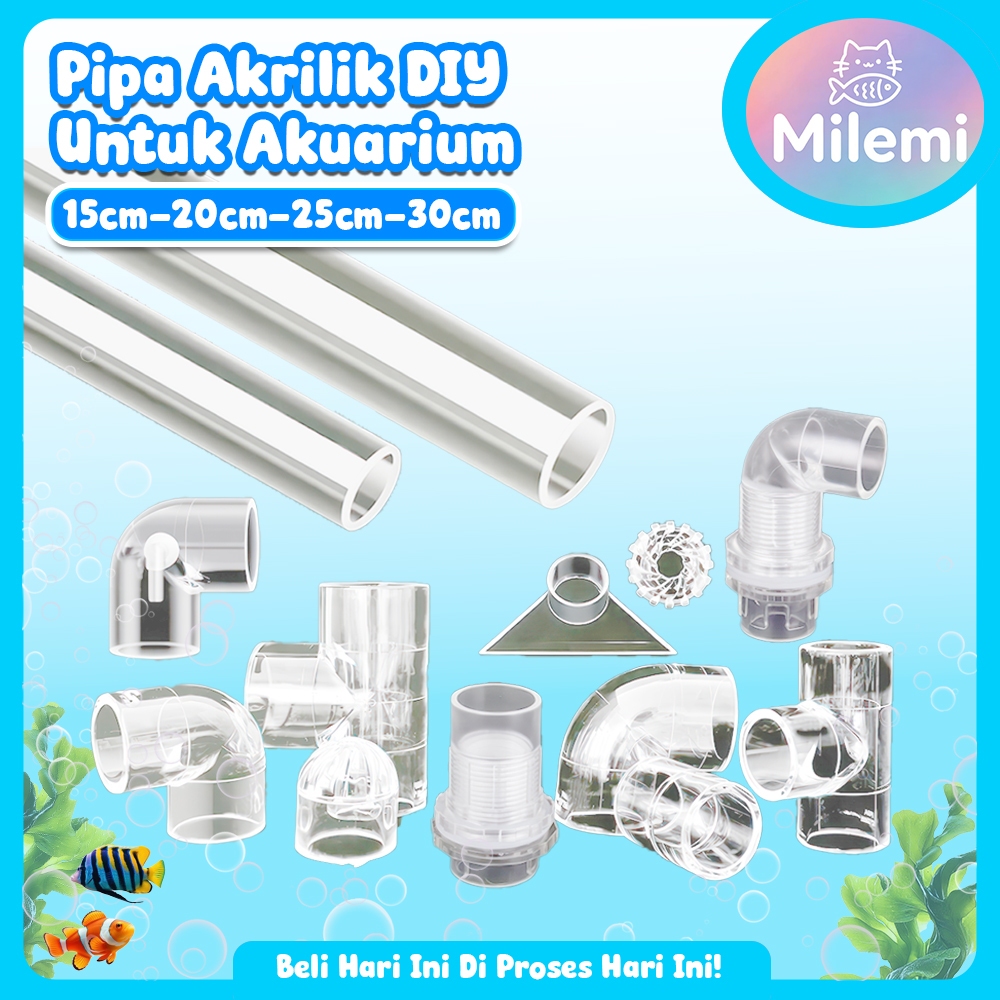 Pipa Akrilik Aquarium DIY Tabung Acrylic Transparan Tebal Anti Pecah Jalur Air Filter Akuarium Aquas