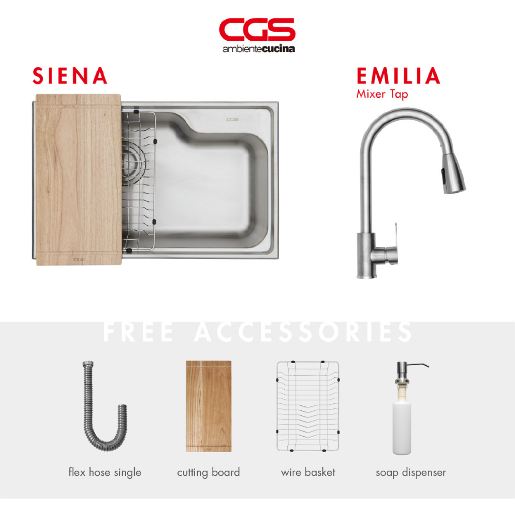 Paket Promo: CGS Siena Kitchen Sink + Kran Air CGS Emilia
