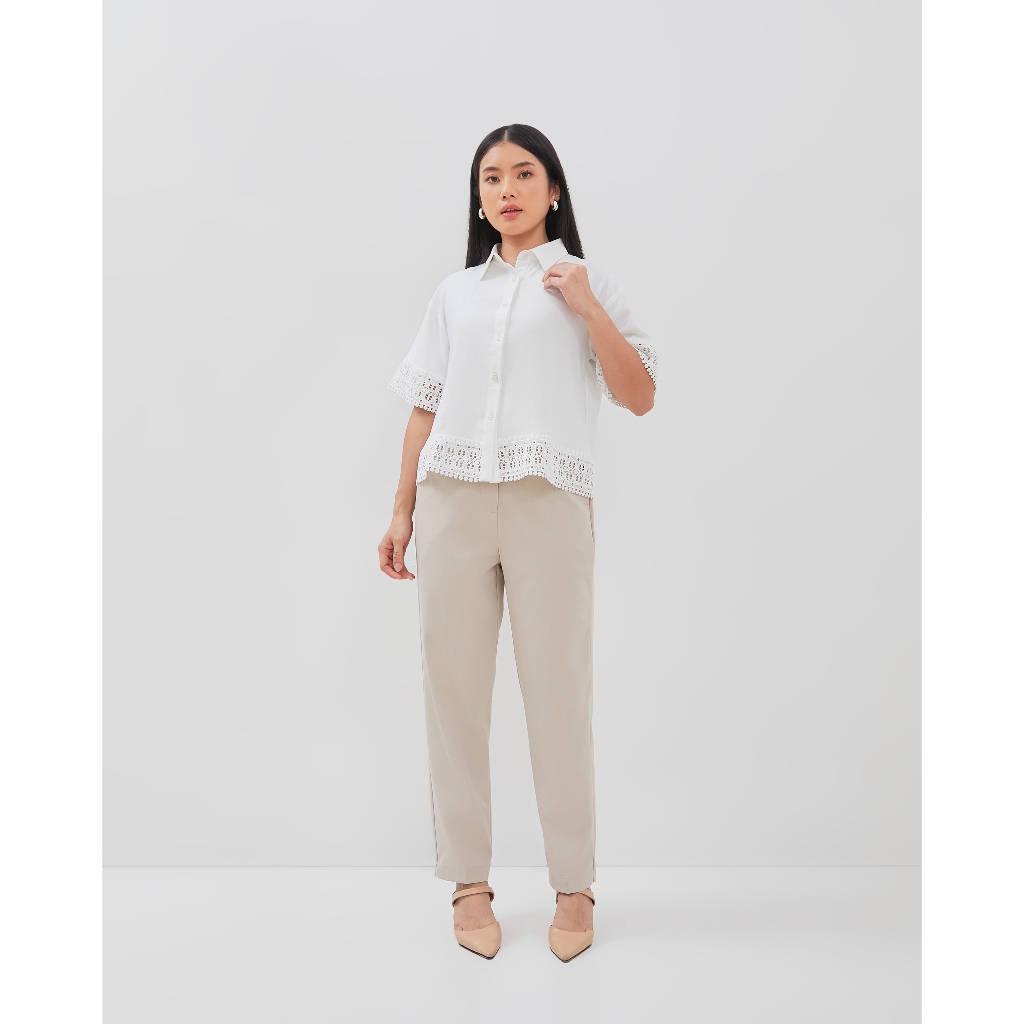 VALINO LADIES Kemeja Lengan Pendek Wanita (Putih, Hitam)