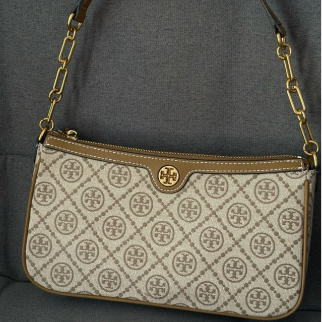 [PRELOVED] Tory Burch T Monogram Jacquard Studio Shoulder Bag Brown.