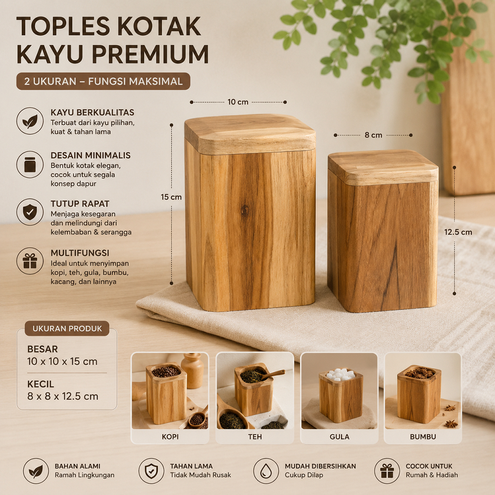 Toples Kayu Jati Natural | Toples Kayu