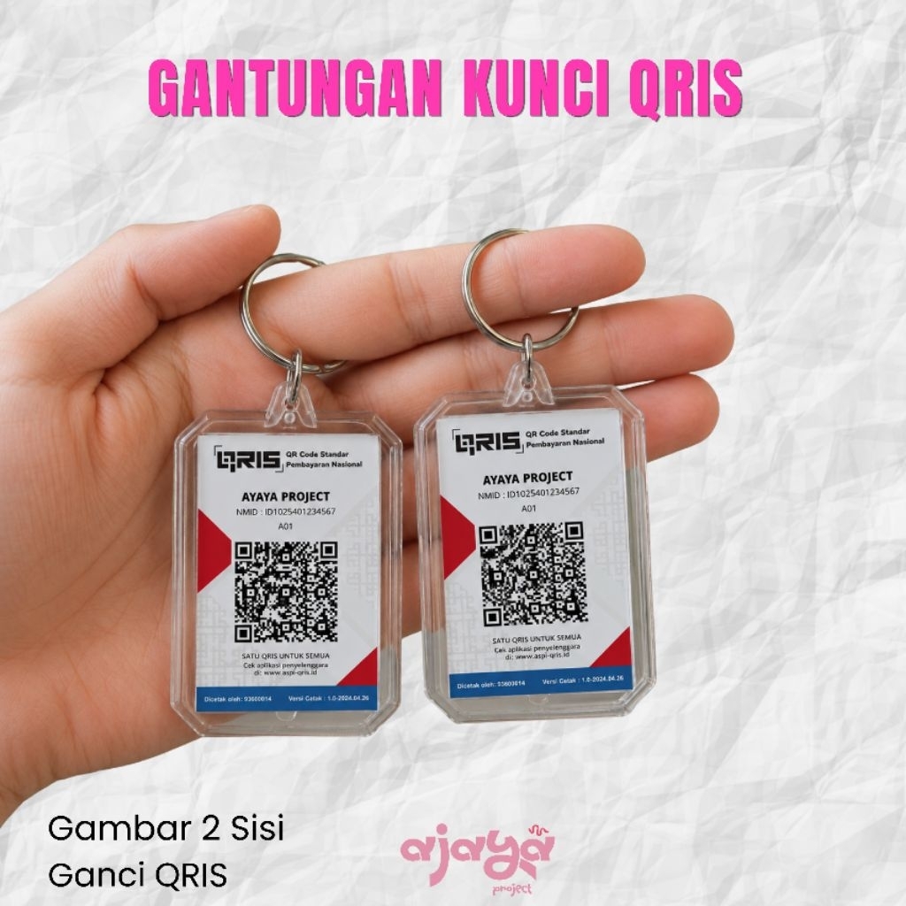 Gantungan Kunci Akrilik QRIS Barcode Pembayaran | Cetak QRIS Akrilik Custom Anti Air Barcode Pembaya