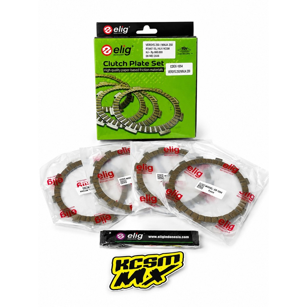 Kampas Kopling Set Elig Kawasaki Versys 250 Ninja 250 ZX250 CDEX-1054 ER-1054 8Pcs Paper Based TUV